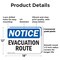 Signmission Evacuation Route, 18 in W x Rectangle, Plastic OS-2PACK-NS-P-1218-L-12193 - alternate 3